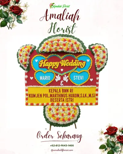 Karangan Papan Bunga Pernikahan di Pasar Usang